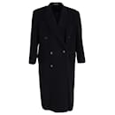 Giorgio Armani lined-Breasted Overcoat in Navy Blue Wool