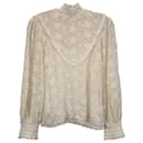 LoveShackFancy Vintage High Neck Top in White Cotton Lace