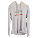 Gucci Vintage Logo Embroidered Pullover Hoodie In Grey Cotton