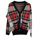 Burberry Check Cardigan in Red Wool