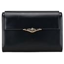 Cartier Leather Sapphire Line Clutch Bag Black Gold in Very Good Condition