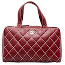 Chanel CC Wild Stitch Leather Mini Boston Bag Leather Handbag in Good condition
