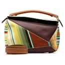 Loewe Canvas & Leather Puzzle Bag Leather Handbag in Good condition