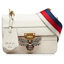 Gucci Queen Margaret Stripe Bee Tricolor Leather Shoulder Bag in Very Good Condition