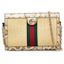 Gucci Petit sac à bandoulière Ophidia en raphia et cuir Sac à bandoulière en matériau naturel 503877 en bon état