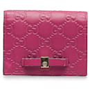 Gucci Leder Bow Bifold Geldbörse Kartenetui 406924 in gutem Zustand