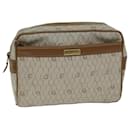 Christian Dior Pochette en toile nid d'abeille Cuir PVC Beige Auth bs14478