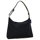 Burberrys Nova Check Blue Label Shoulder Bag Nylon Black Beige Auth bs14387 - Autre Marque
