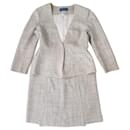 Light gray suit Thierry Mugler Couture, skirt suit glam style