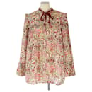 Langärmlige Bluse mit buntem Blumenmuster von Gucci