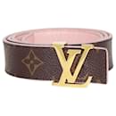 Cintura reversibile Louis Vuitton con monogramma rosa Iniziali