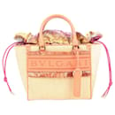 BVLGARI Raffia-Leather Logo 2Way Handbag in Coral - Bulgari