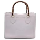 Bolso tote princesa Diana vintage de cuero blanco de bambú - Gucci