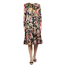 Black floral printed tiered midi dress - size L - Autre Marque