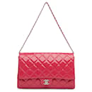 Chanel Pink CC Quilted Patent Clutch with Chain