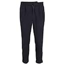 Mr P. Regular Fit Pleated Trousers in Black Cotton - Autre Marque