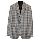 Blazer monopetto a quadri Tom Ford in lana grigia