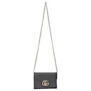 Portefeuille mini chaîne Gucci GG Marmont en cuir noir