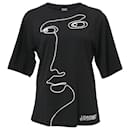 T-shirt con ricamo volto Moschino in cotone nero