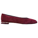 Stuart Weitzman Pear-Embellished Flats in Red Suede