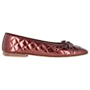 Channel Interlocking CC Logo Quilted Ballet Flats in Burgundy Patent Leather - Chanel
