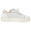Christian Louboutin Vieirissima Perforated Low-top Red Sole Trainers in White Calfskin Leather