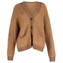 Acne Studios Rives V-neck Cardigan in Brown Mohair and Wool Blend