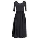 Max Mara Bow Belt Midi Dress in Black Cotton