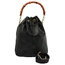 GUCCI Bamboo Hand Bag Leather 2way Black 001 2684 1657 auth 75508 - Gucci