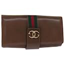 GUCCI Web Sherry Line Clutch Tasche Leder Braun Rot Grün Auth 75653 - Gucci