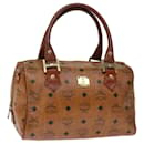 MCM Vicetos Logogram Boston Bag PVC Leather Brown Auth ki4489