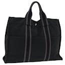 HERMES Fourre Tout MM Hand Bag Canvas Black Gray Auth bs14543 - Hermès