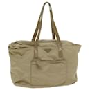 PRADA Tote Bag Nylon Beige Auth 75668 - Prada