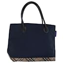 Burberrys Nova Check Blue Label Tote Bag Nylon Black Beige Auth bs14389 - Autre Marque