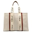 Chloe Canvas Leder Woody Große Tote Bag CHC22AS in gutem Zustand - Chloé