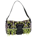 FENDI Mamma Baguette Borsa a spalla con perline Nera Auth 75387UN - Fendi