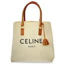 Celine White Canvas Horizontal Cabas Tote - Céline