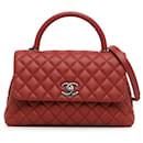 Chanel Red Small Caviar Coco Top Handle Bag