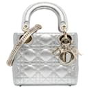 Dior Mini cuir d'agneau argenté Cannage Lady Dior