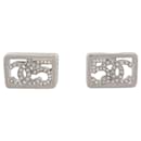 NEW CHANEL LOGO CC SQUARE EARRINGS 2023 SILVER METAL EARRINGS - Chanel