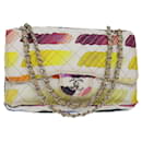 CHANEL Matelasse Turn Lock Chain COCO Mark Bag Canvas White CC Auth yk11679A - Chanel