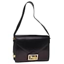 CELINE Horse Carriage Shoulder Bag Leather Black Auth 75266 - Céline