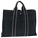 HERMES Fourre Tout MM Hand Bag Canvas Black Gray Auth ti1752 - Hermès