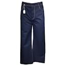 Pantalon Marni en coton et lin bleu marine outremer - Autre Marque