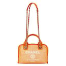 Borsa a mano Chanel in tela e pelle con logo Coco Mark Deauville in ottime condizioni