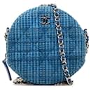 Bolsa de ombro Chanel Tweed Couro Coco Mark com corrente em muito bom estado