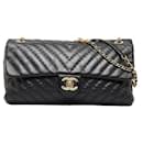 Bolsa de ombro Chanel Coco Mark Chain em pele de cordeiro em bom estado