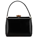 Gucci Black Bamboo Leather Handtasche