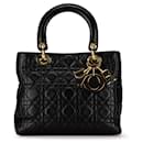 Dior Black Medium Lambskin Cannage Lady Dior