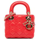 Dior Red Mini Lammleder Cannage Lady Dior